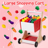 inQ Boutique - Red Wooden Kids Supermarket Playset with Vending Machine, 90.17×78.74×104.14cm Grocery Store Toy with Shopping Cart for 3+