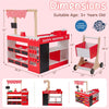 inQ Boutique - Red Wooden Kids Supermarket Playset with Vending Machine, 90.17×78.74×104.14cm Grocery Store Toy with Shopping Cart for 3+
