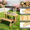 inQ Boutique - Natural Wooden Kids Mud Kitchen Playset with Bench & Removable Sink, Complete Cookware Accessories Pretend Play Kitchen for Toddlers 3+