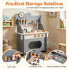 inQ Boutique - Gray Wooden Toddler Play Kitchen with Sink & Accessories, Safe Gift for Kids 3+