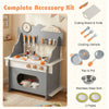 inQ Boutique - Gray Wooden Toddler Play Kitchen with Sink & Accessories, Safe Gift for Kids 3+