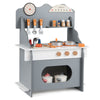 inQ Boutique - Gray Wooden Toddler Play Kitchen with Sink & Accessories, Safe Gift for Kids 3+