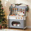 inQ Boutique - Gray Wooden Toddler Play Kitchen with Sink & Accessories, Safe Gift for Kids 3+