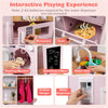 inQ Boutique - Pink Dual-Sided Kids Play Kitchen with Water Dispenser and Range Hood for 3+ Years Old