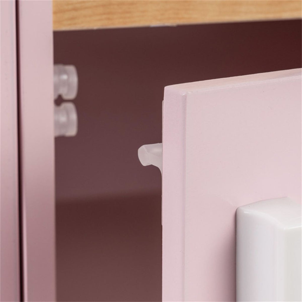 inQ Boutique - Pink Dual-Sided Kids Play Kitchen with Water Dispenser and Range Hood for 3+ Years Old