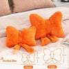 Bright Living - Bow Pillow, Soft Bow Decorative Pillows with Faux Rabbit Fur, Cute Bow Throw Pillows, Aesthetic Home Decor Bow Shaped Plush Pillow for Bedroom Sofa Couch (Orange, Large-16 Inch)