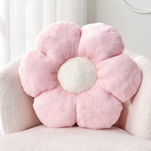 Bright Living - Pink Flower Pillow, Cute Decorative Flower Shaped Throw Pillow with Faux Rabbit Fur, 14.9'' Soft Flower Plush Throw Pillow Floor Pillows Room DÃ©cor for Bedroom Living Room