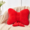 Bright Living - Red Bow Pillow,16'' Bow Decorative Pillows with Faux Rabbit Fur,Soft Bow Throw Pillows Aesthetic Bow Shaped Pillow for Bed Sofa Couch Home Decor