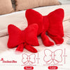 Bright Living - Red Bow Pillow, Soft Bow Decorative Pillows with Faux Rabbit Fur, Cute 16'' Bow Throw Pillows, Aesthetic Home Decor Bow Shaped Plush Pillow for Bedroom Sofa Couch