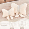 Bright Living - Ivory Bow Pillow, Soft Bow Decorative Pillows with Faux Rabbit Fur, Cute 16'' Bow Throw Pillows, Aesthetic Home Decor Bow Shaped Plush Pillow for Bedroom Sofa Couch