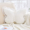 Bright Living - Butterfly Pillow White Decorative Pillows 15'' Butterfly Shaped Cute Throw Pillows with Lace Aesthetic Bow Plush Cushion for Room Decor Bed Sofa Couch