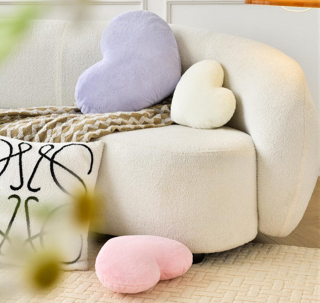 Bright Living - Heart Pillow Cute Fuzzy Pillows Throw Pillows for Bed Livingroom Home Decor Cushion Decorative Aesthetic Preppy Pillows Purple,Large 19''x15''