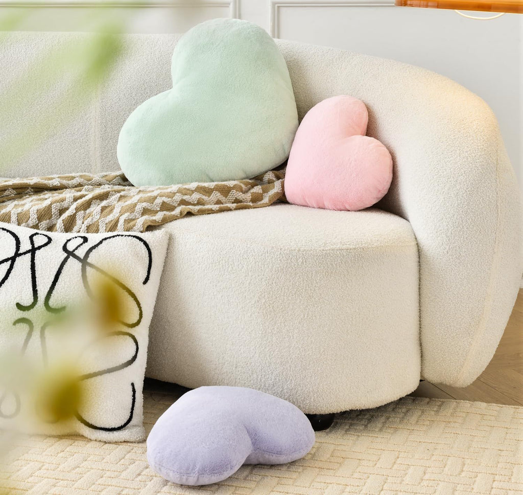 Bright Living - Throw Pillows Heart Pillow Cute Fuzzy Pillows for Bed Livingroom Home Decor Cushion Decorative Aesthetic Preppy Pillows Purple,Small 13''x10''
