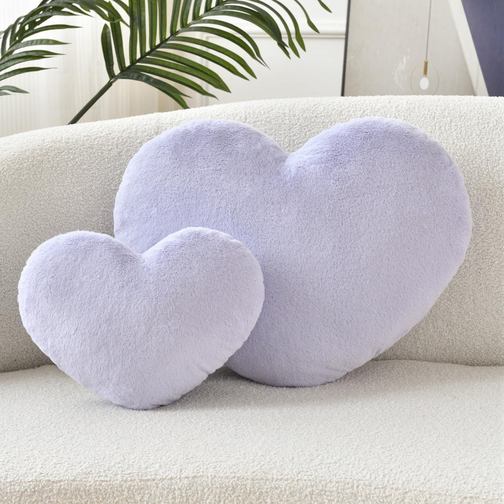 Bright Living - Throw Pillows Heart Pillow Cute Fuzzy Pillows for Bed Livingroom Home Decor Cushion Decorative Aesthetic Preppy Pillows Purple,Small 13''x10''
