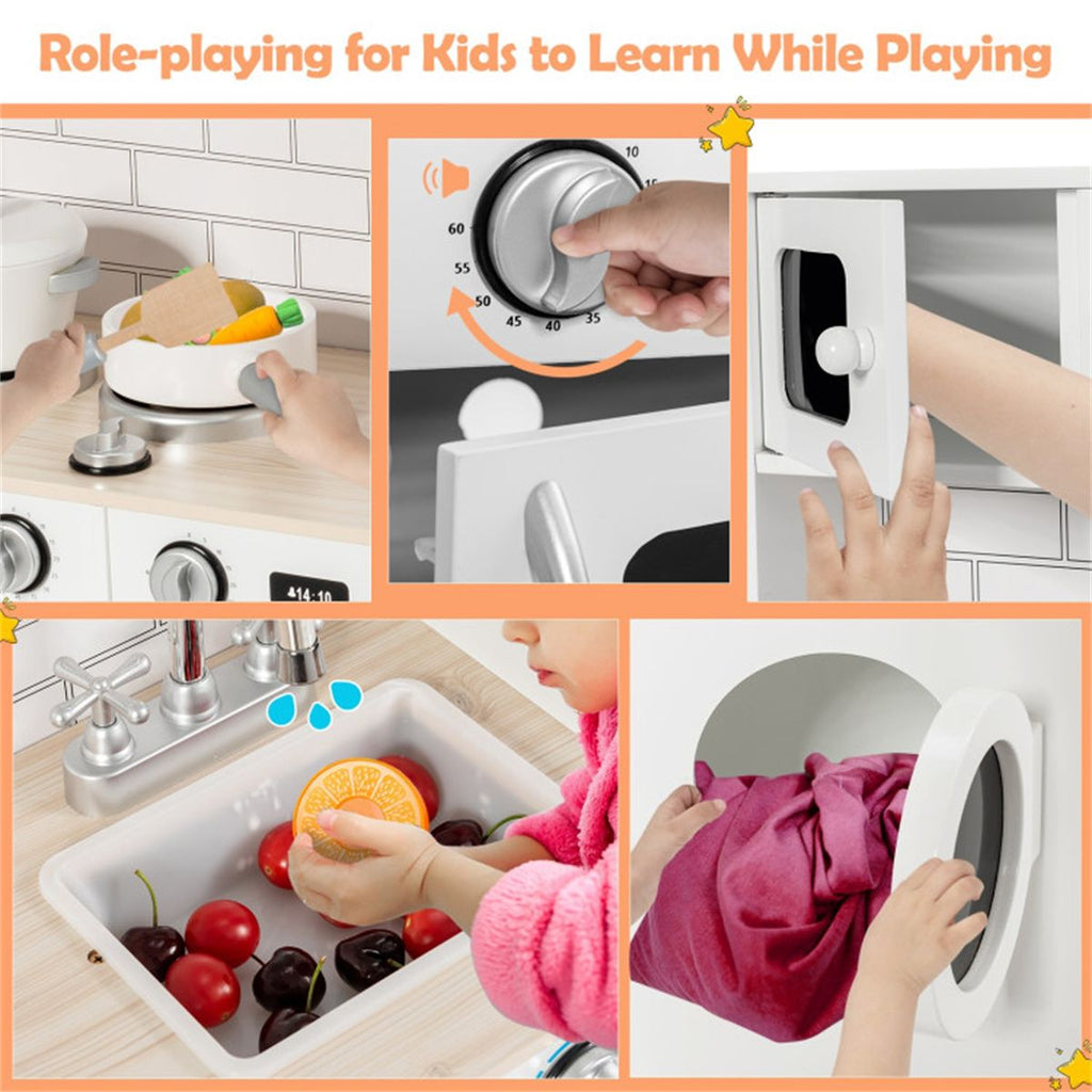 inQ Boutique - Kitchen Toy Wooden Kids Kitchen with Washing Machine