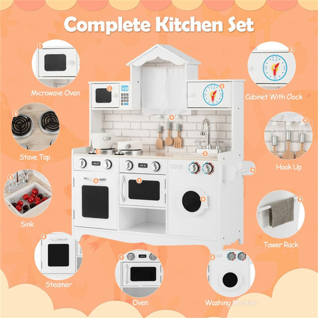 inQ Boutique - Kitchen Toy Wooden Kids Kitchen with Washing Machine