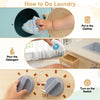 inQ Boutique - Blue Kids Wooden Toy Washing Machine Playset, Realistic Rotating Wheel & Removable Sink