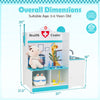 inQ Boutique - Wooden Kids Doctor Medical Station Playset, 93.98×54.61×99.06cm 27PCS Medical Tools with ECG Monitor for 3-6 Years, Blue + White