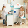 inQ Boutique - Wooden Kids Doctor Medical Station Playset, 93.98×54.61×99.06cm 27PCS Medical Tools with ECG Monitor for 3-6 Years, Blue + White