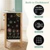 inQ Boutique - Kids Wooden Play Kitchen with 13 Accessories, Pretend Cooking Set with Chalkboard for 3+, Green+White