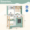inQ Boutique - Kids Wooden Play Kitchen with 13 Accessories, Pretend Cooking Set with Chalkboard for 3+, Green+White