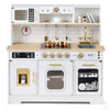 inQ Boutique - Kids Wooden Play Kitchen with Realistic Lights & Sounds, Pretend Ice Maker & Storage for Toddlers Age 3+ - White