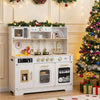inQ Boutique - Kids Wooden Play Kitchen with Realistic Lights & Sounds, Pretend Ice Maker & Storage for Toddlers Age 3+ - White