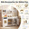 inQ Boutique - Kids Wooden Play Kitchen with Realistic Lights & Sounds, Pretend Ice Maker & Storage for Toddlers Age 3+ - White