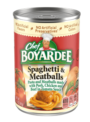 3Musks - Chef Boyardee Spaghetti and Meatballs, Microwave Pasta, Canned Food, 14.5 oz