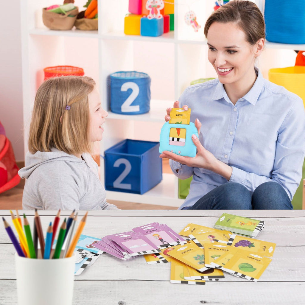 Eggracks by Global Phoenix - 224 Words Kid Flash Talking Cards 112 Card Electronic Cognitive Audio Toddler Reading Machine Animal Shape Color Repeated Learning Cards English For Child