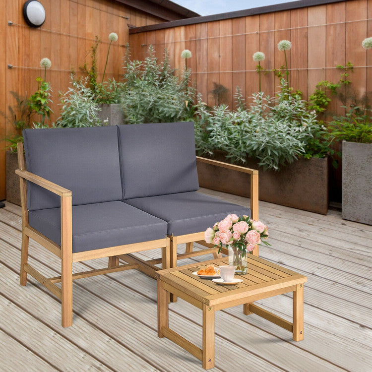 Hooya Imp.& Exp.  - 3-in-1 Acacia Wood Loveseat with Separable Coffee Table