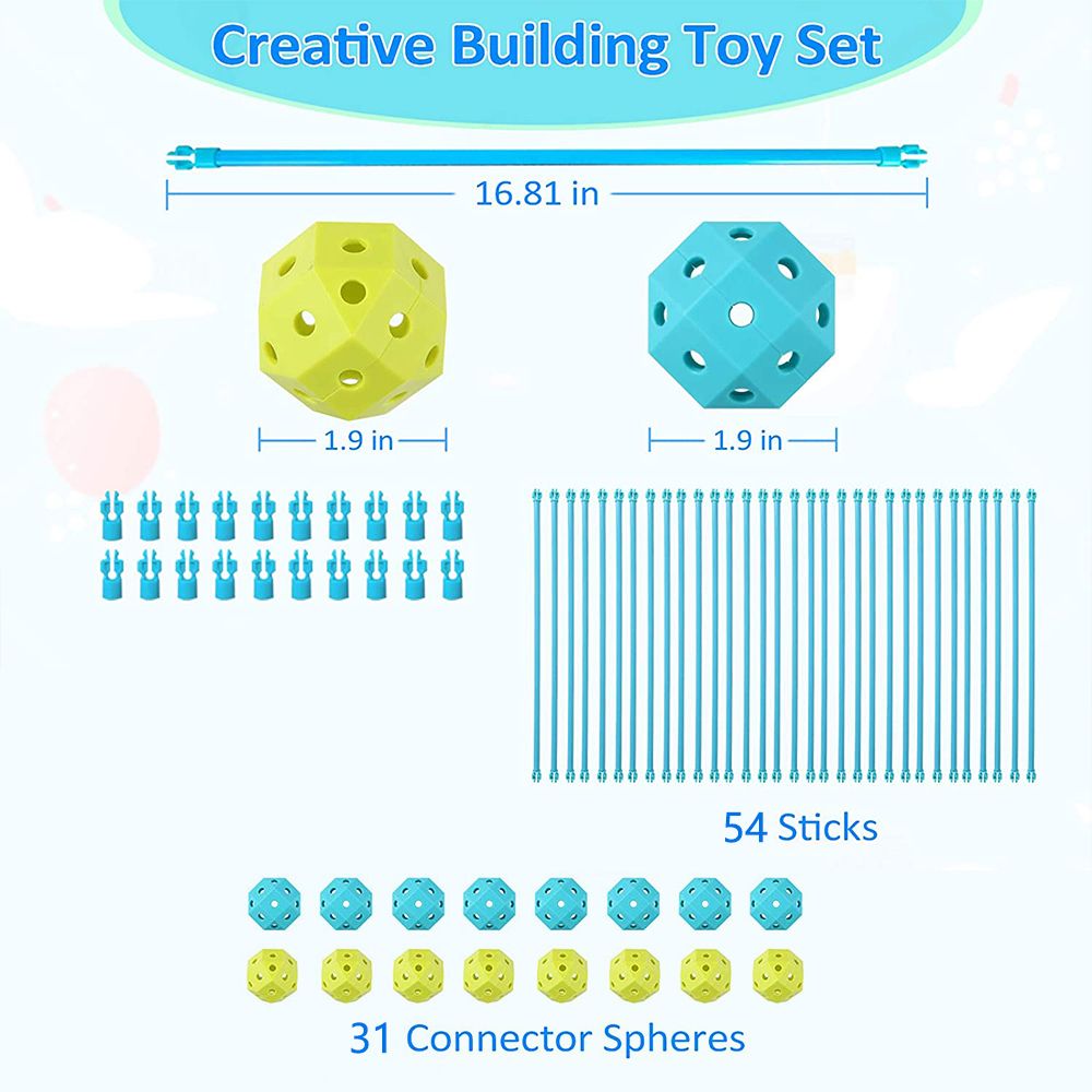 Rcosy - Kids Fort Building Kits, 85pcs Fort Toys for Boys Girls, DIY Building Playhouse Castle Tunnel Play Tent