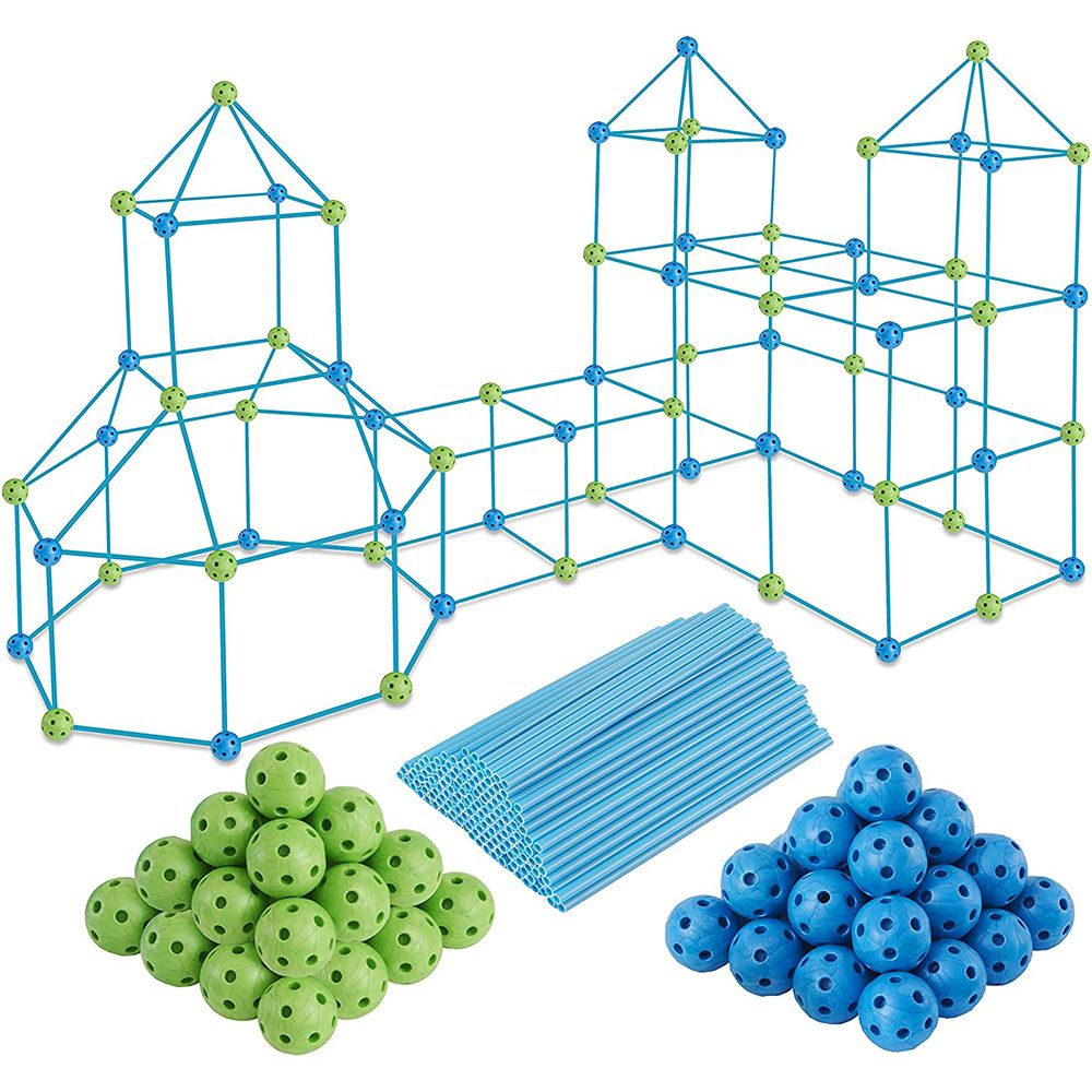 Rcosy - Kids Fort Building Kits, 85pcs Fort Toys for Boys Girls, DIY Building Playhouse Castle Tunnel Play Tent