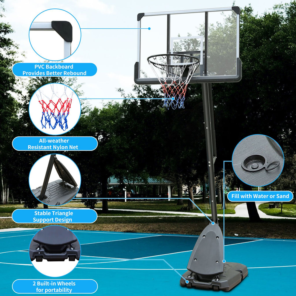 Yeah Depot - Use for Outdoor Height Adjustable 7.5 to 10ft Basketball Hoop 44 Inch Backboard Portable Basketball Goal System with Stable Base and Wheels