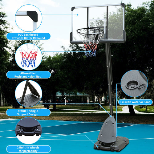 Yeah Depot - Use for Outdoor Height Adjustable 7.5 to 10ft Basketball Hoop 44 Inch Backboard Portable Basketball Goal System with Stable Base and Wheels