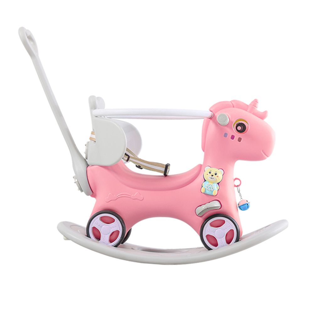 Yeah Depot - Rocking Horse for Toddlers , Balance Bike Ride On Toys with Push Handle, Backrest and Balance Board for Baby Girl and Boy, Unicorn Kids Riding Birthday (Pink)