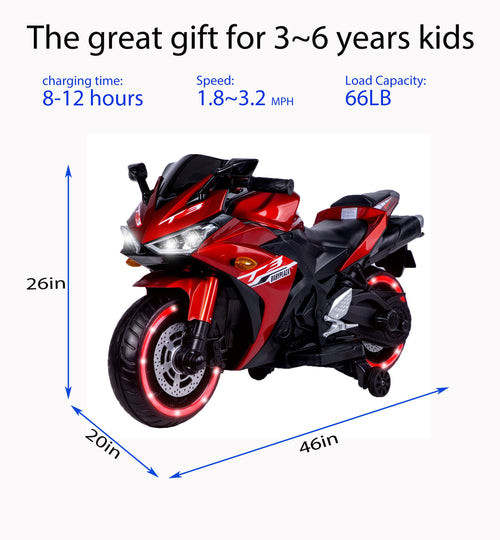 Yeah Depot - TAMCO kids motorcycle 12V motorcycle for kids 3 4 5 6 years Boys Girls 12v7ah kids motorcycle ride on toy with Training Wheels/manual throttle/ drive by hand /Lightting wheels