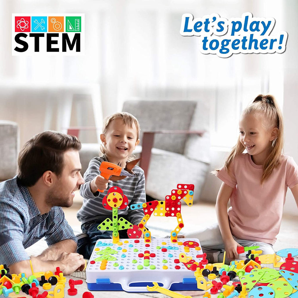 Smilegive - 237 Pieces Creative Toy Drill Puzzle Set, STEM Learning Educational Toys, 3D Construction Engineering Building Blocks for Boys and Girls Ages 3 4 5 6 7 8 9 10 Year Old,Amazon Platform Banned