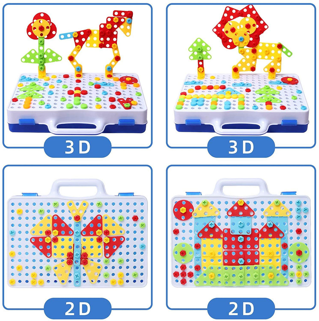 Smilegive - 237 Pieces Creative Toy Drill Puzzle Set, STEM Learning Educational Toys, 3D Construction Engineering Building Blocks for Boys and Girls Ages 3 4 5 6 7 8 9 10 Year Old,Amazon Platform Banned