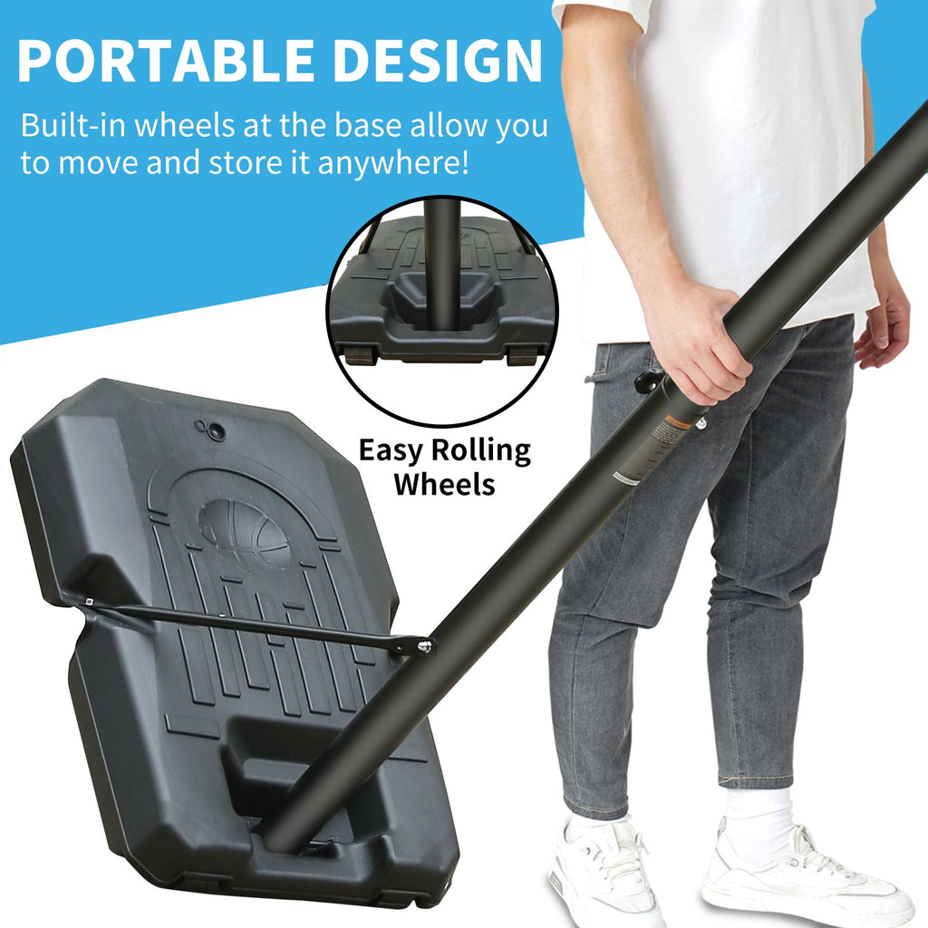 Yeah Depot - Portable Basketball Hoop Height Adjustable basketball hoop stand 6.6ft - 10ft with 44 Inch Backboard and Wheels for Adults Teens Outdoor Indoor
