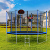 Yeah Depot - 10FT Trampoline with Basketball Hoop Inflator and Ladder(Inner Safety Enclosure) Blue