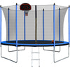 Yeah Depot - 10FT Trampoline with Basketball Hoop Inflator and Ladder(Inner Safety Enclosure) Blue