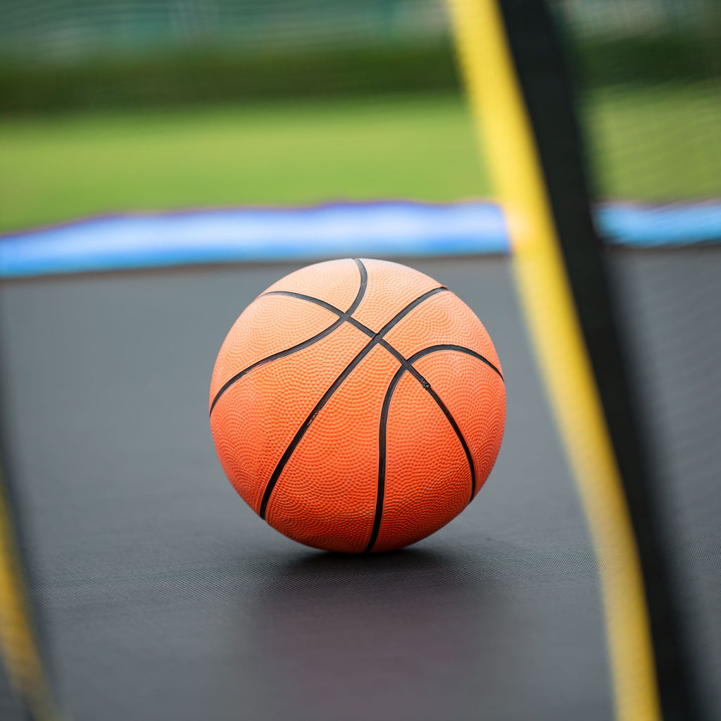Yeah Depot - 10FT Trampoline with Basketball Hoop Inflator and Ladder(Inner Safety Enclosure) Blue