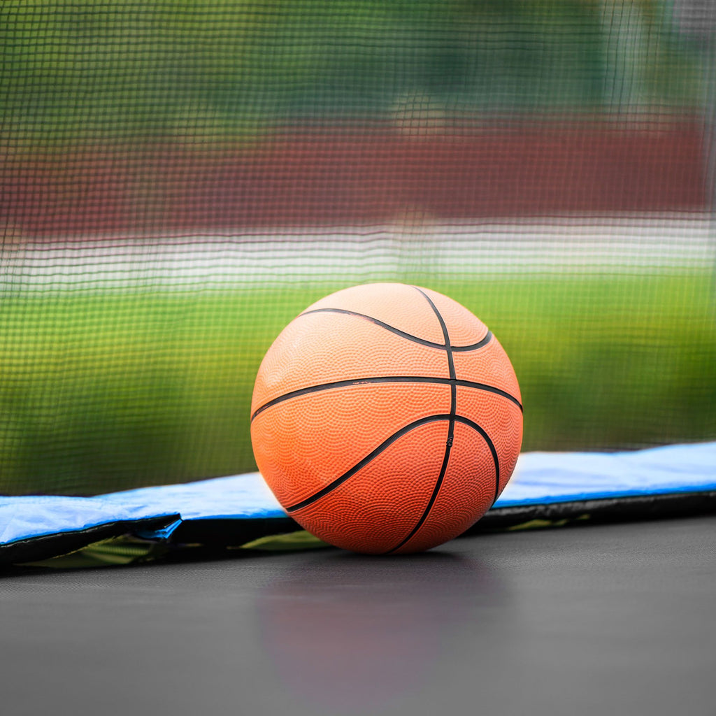 Yeah Depot - 10FT Trampoline with Basketball Hoop Inflator and Ladder(Inner Safety Enclosure) Blue