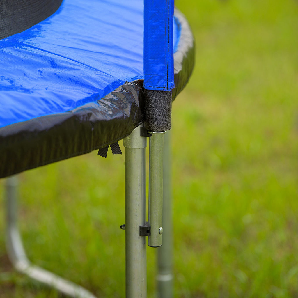 Yeah Depot - 10FT Trampoline with Basketball Hoop Inflator and Ladder(Inner Safety Enclosure) Blue
