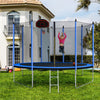 Yeah Depot - 10FT Trampoline with Basketball Hoop Inflator and Ladder(Inner Safety Enclosure) Blue