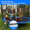 Yeah Depot - Simple Deluxe Trampoline for Kids with Safety Enclosure Net 14FT Wind Stakes Simple Deluxe 400LBS Weight Capacity Outdoor Backyards Trampolines with Non-Slip Ladder for Children Adults Family, Blue