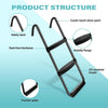 Yeah Depot - Simple Deluxe Trampoline Ladder with Horizontal Wide Steps Skid-Proof Steps Simple Deluxe 12FT 14FT Trampoline Stairs Accessories, Universal Hook UV Treated Steel 220 lbs, Trampoline Parts Black