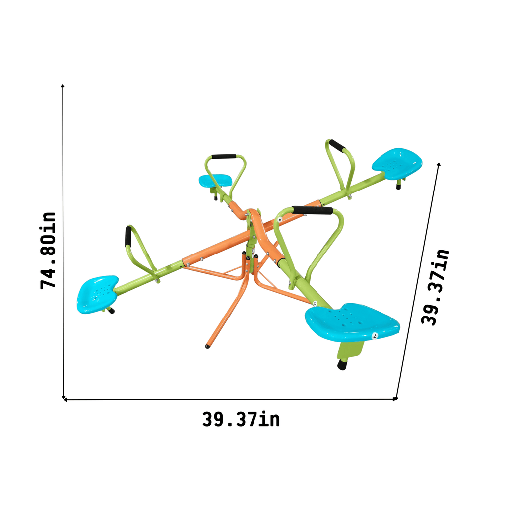 Yeah Depot - XSS004 outdoor playground four seats seesaw for kids 360 degree rotating sturdy plastic seat seesaw for kids seesaw blue and green for kids age 3+