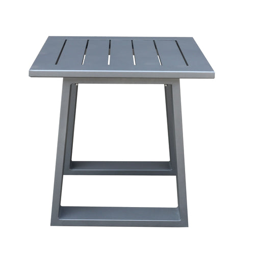 Yeah Depot - Outdoor Indoor Aluminum Square End Table/Side Table, Powdered Pewter